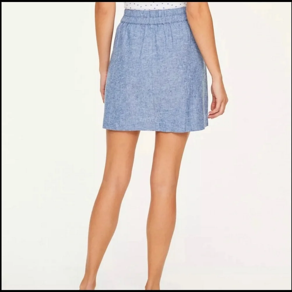 LOFT Blue Chambray Skirt Linen Cotton Blend Petite Small - Picture 4 of 10